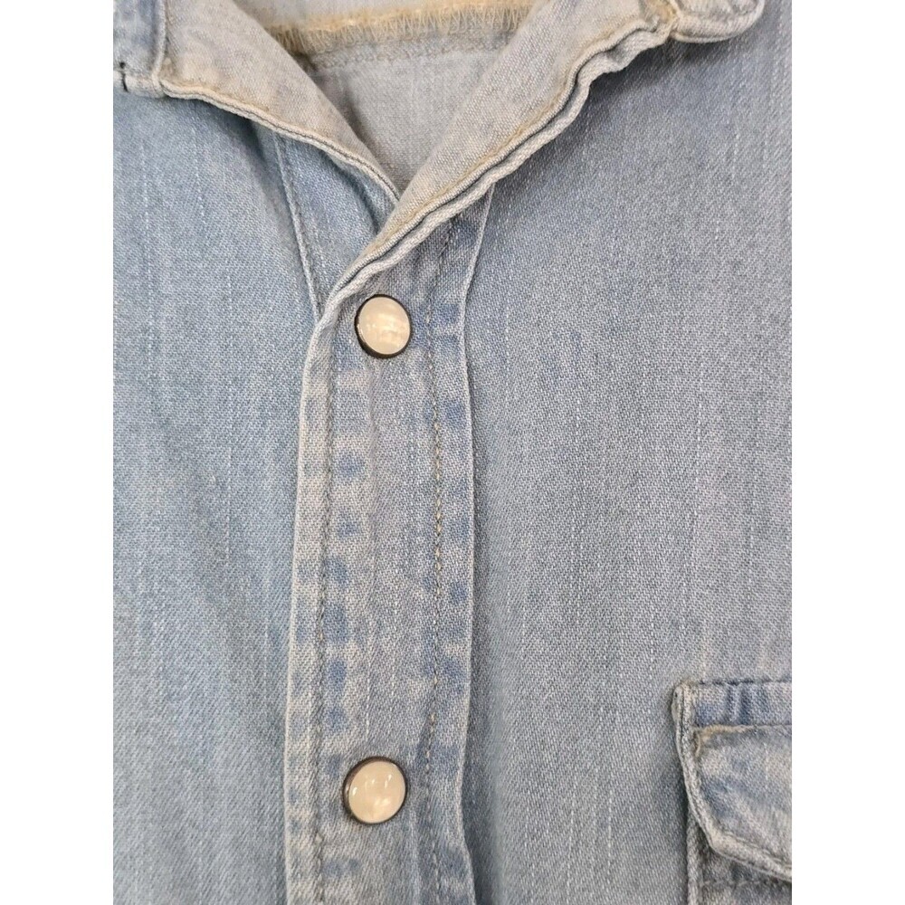 & Other Stories Denim Western Shirt Womens Large Chambray Snap Button Blue - Picture 9 of 11